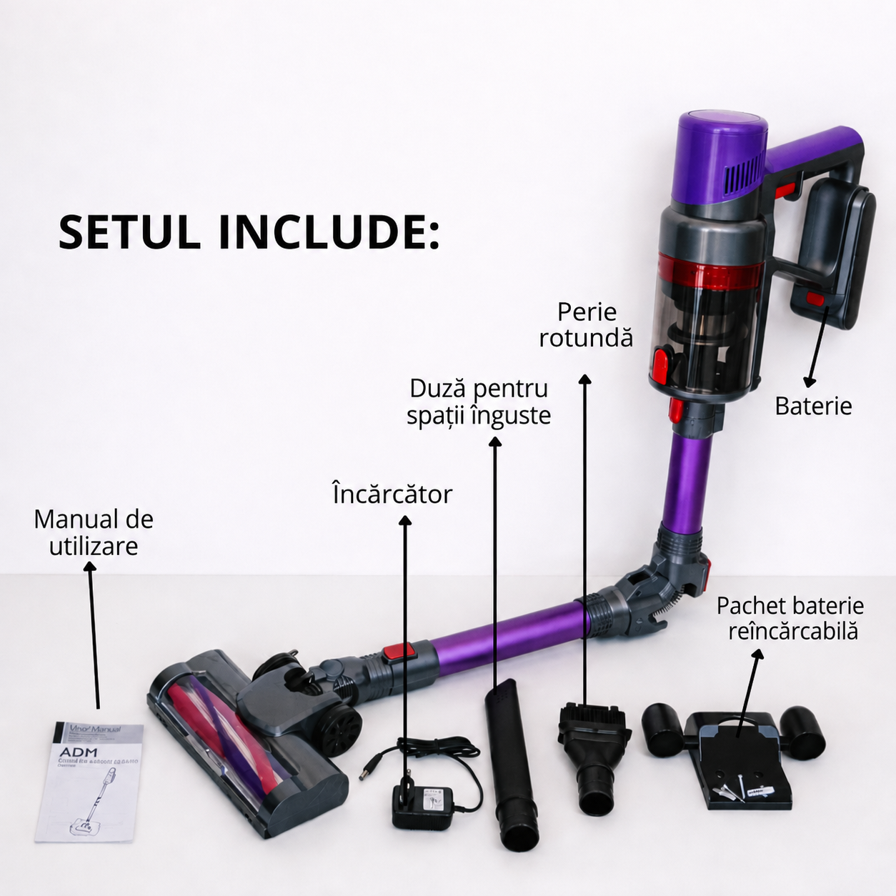 Aspirator Vertical Fără Fir ADM 2-în-1