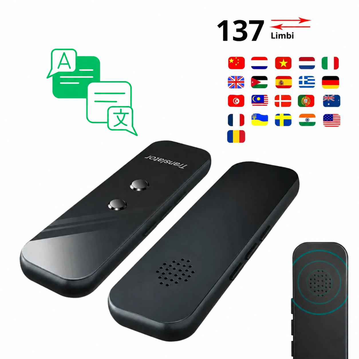 Traducător Vocal Instant Portabil – 137 de Limbi