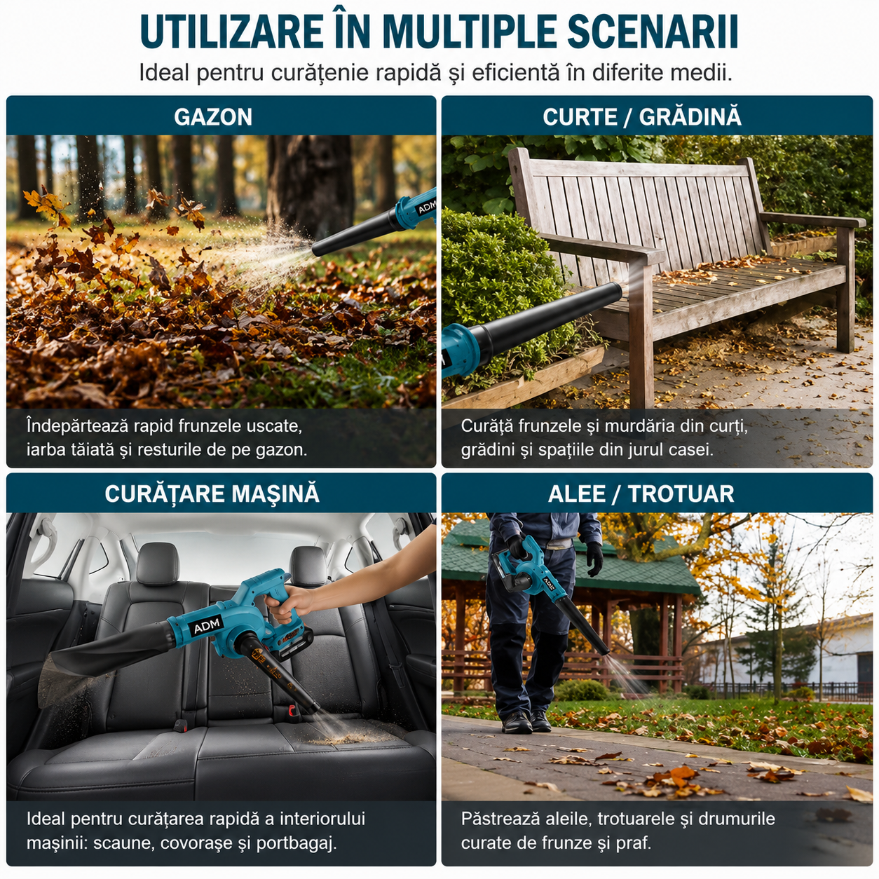Suflantă Portabilă cu 2 Acumulatori – Pentru Curte, Mașină și Atelier