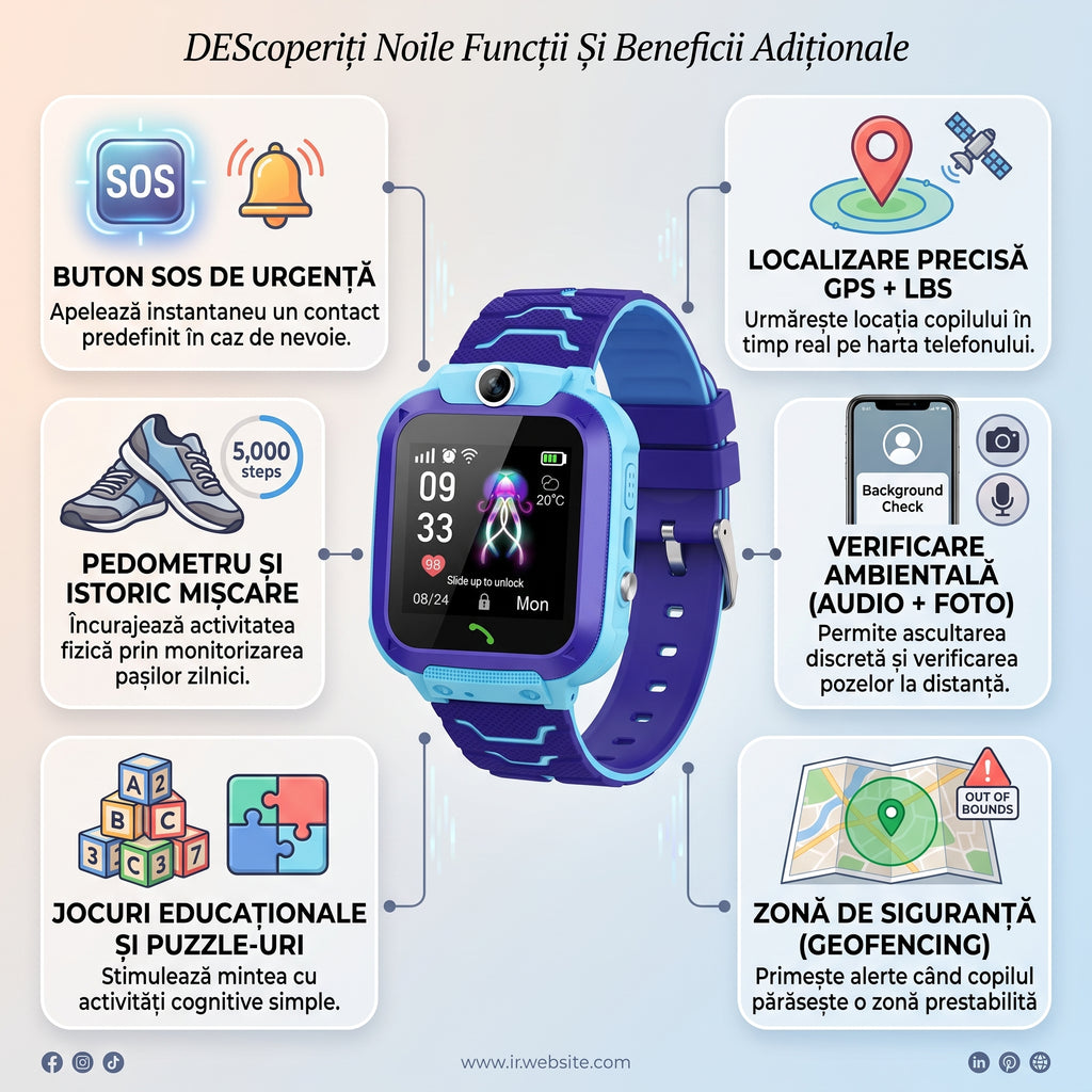 Ceas Smartwatch pentru Copii Q19 cu Localizare și Apeluri