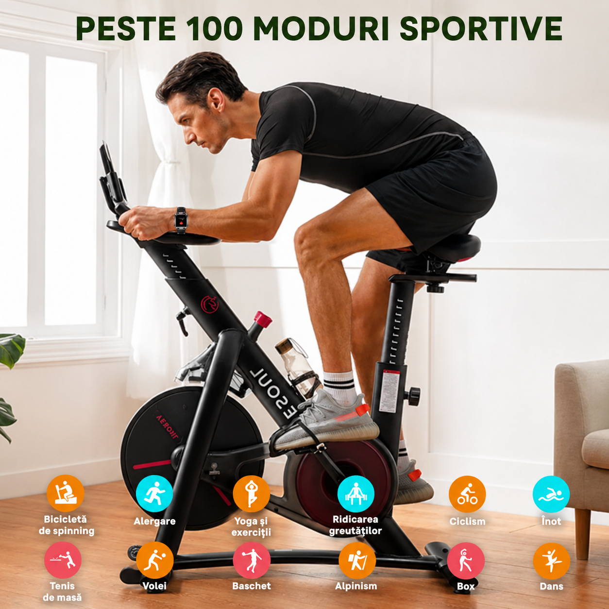 Smartwatch V17 cu Apeluri Bluetooth, Lanternă și 100+ Moduri Sport