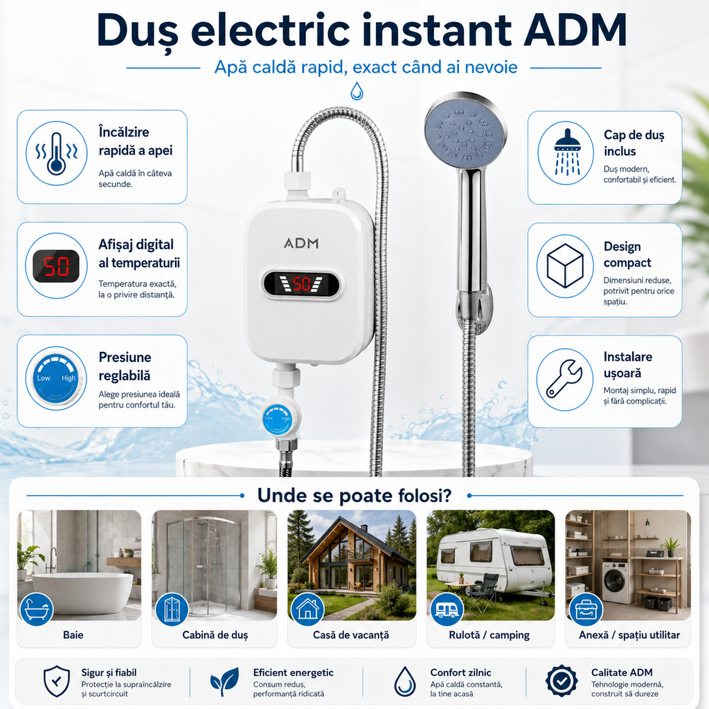 Duș Instant cu Apă Caldă ADM 3500W